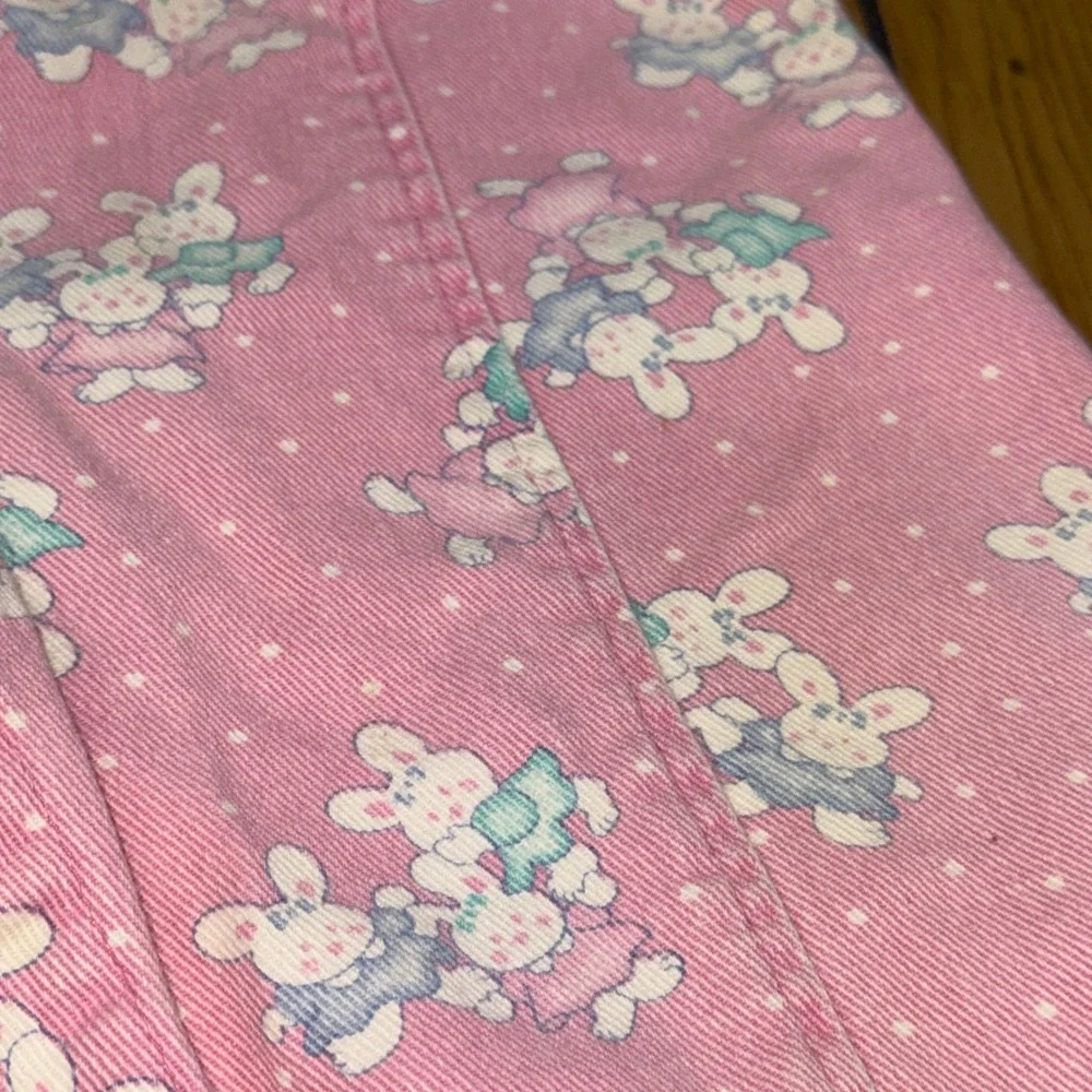 Vintage OshKosh Bgosh Pink Bunny Print Overalls Made in USA 18M‎ Vestbak Denim